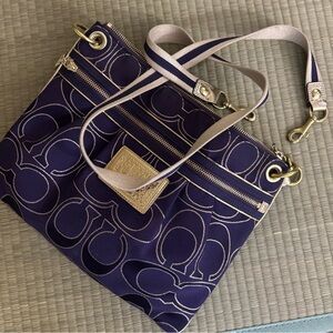 Coach Purple and Gold Shoulder Bag